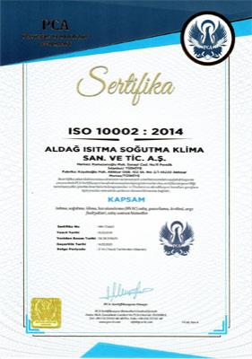 ISO 10002:2014 Türkçe